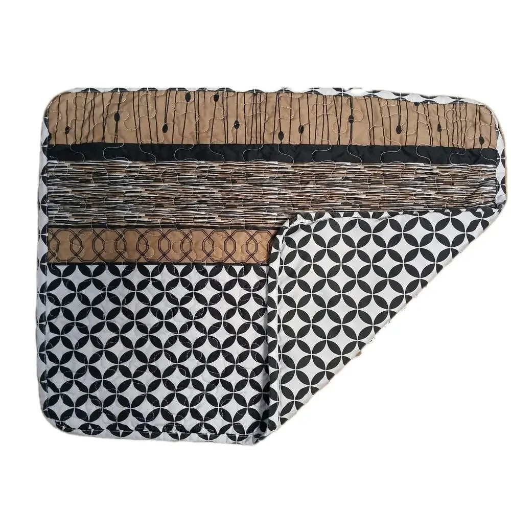 2‎ Pillowcases Sham Bohemian Hippie 20x26 Black Brown Geometric Lattice Modern